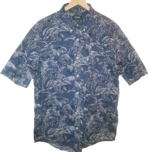Chaps Mens Hawaiian Shirt Blue XL - Picture 4 of 7